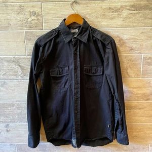 Ransom. Size Medium. Heavy cotton black shirt with shoulder straps/epaulettes.